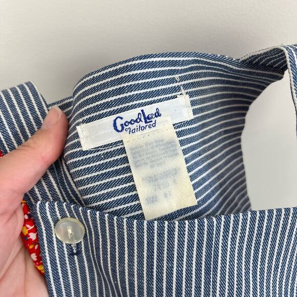 Vintage Good Lad Tailored Striped Ruffle Shortalls 4T - Picture 3 of 6